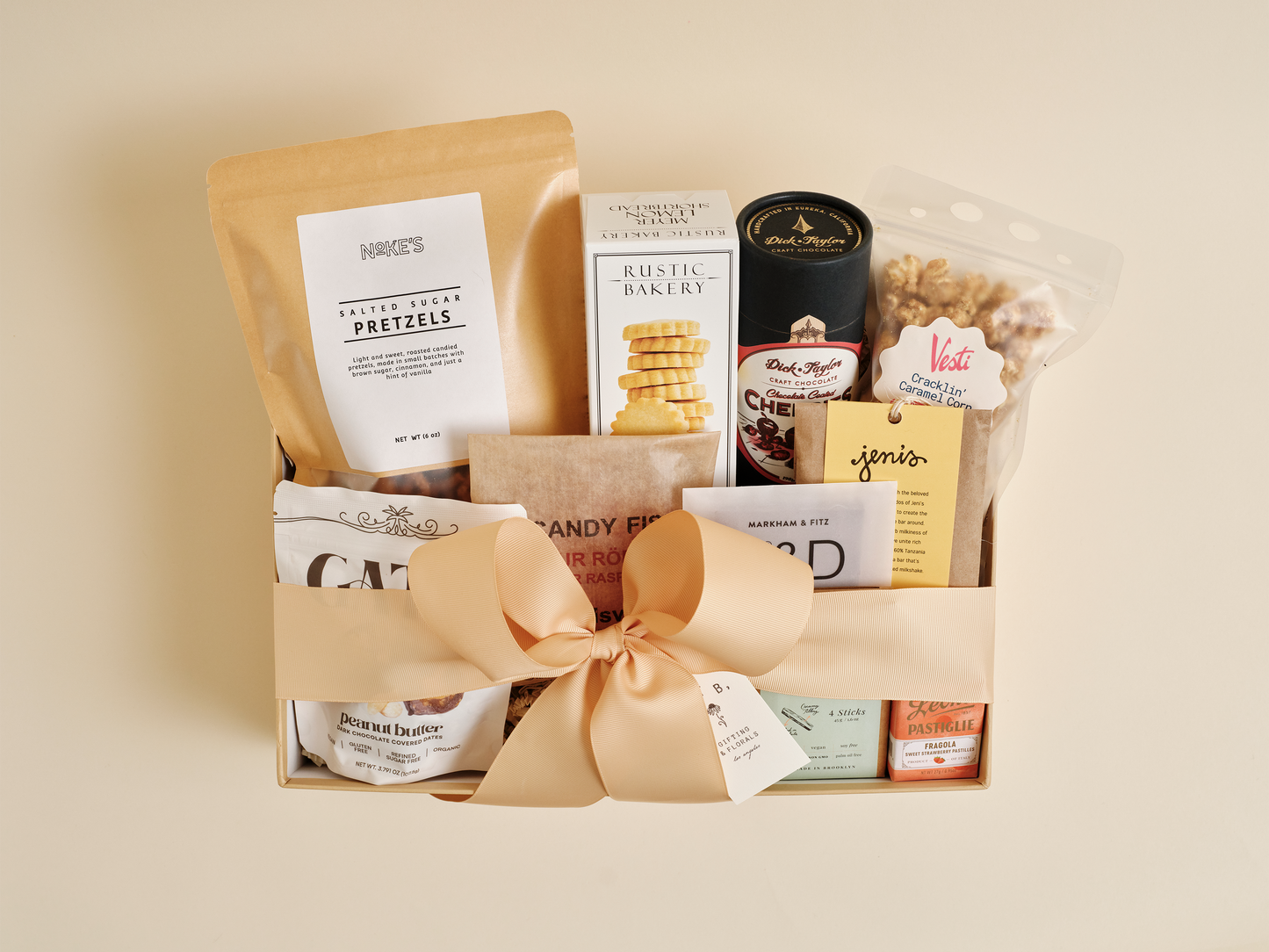 Luxury sweet gift box with artisan cookies, chocolate and confections