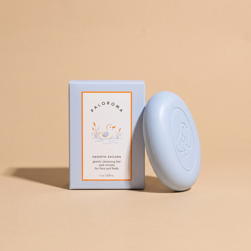 Paloroma Smooth Sailing cleansing bar with its printed carton