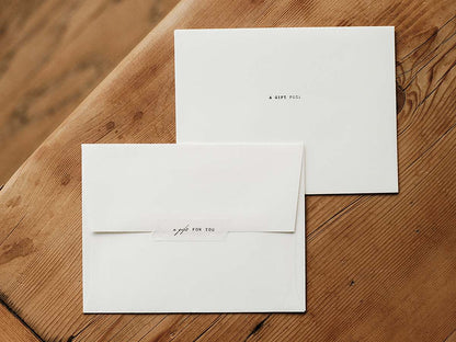 Gift note cards and envelope for a custom gift box